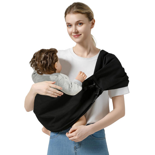 MISSWISDOM Baby Sling Carrier Toddler Sling Toddler Carrier with Wide Shoulder Strap Lightweight Baby Carrier Newborn to Toddler Infant Wrap Carrier Perfect for Mom and Dad Black
